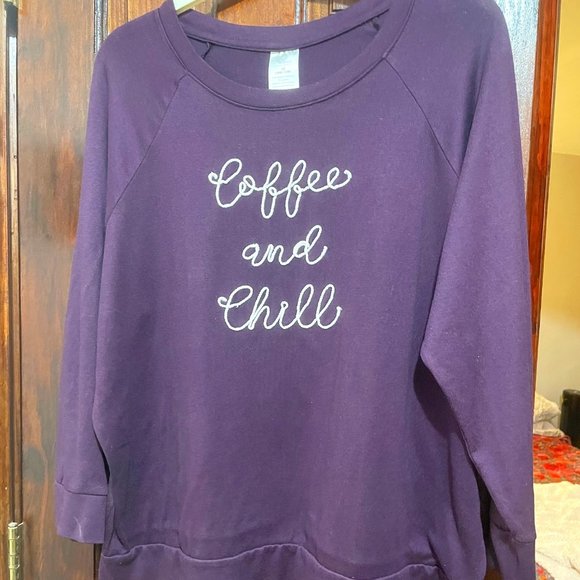 Coffee & Chill Pullover Deep Plum 2X - Picture 1 of 1